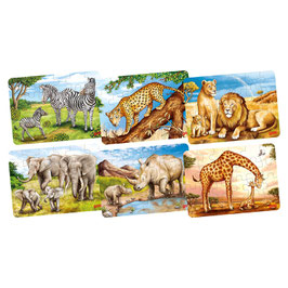 24 Teile Mini Holzpuzzle Safari Tiere