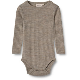 Gr. 92 Baby Wolle Seide Langarmbody Khaki