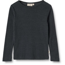 Baby & Kind Wolle Seide Langarmshirt Navy