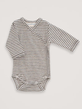 Neugeborene Wickelbody Streifen Taupe