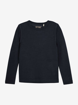 Wolle Seide Langarmshirt Dark Navy