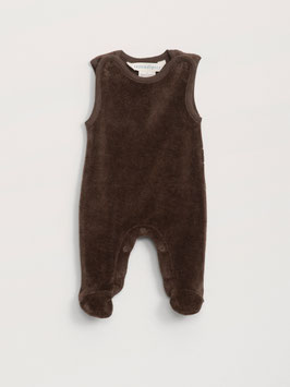 Baby Samtstrampler ärmellos Chestnut