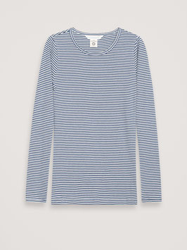 Frauen Langarmshirt Streifen Navy