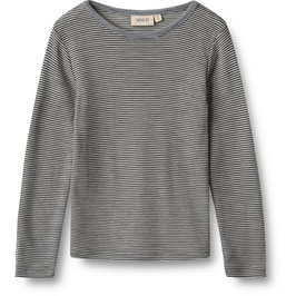Kinder Wolle Langarmshirt Navy Stripe