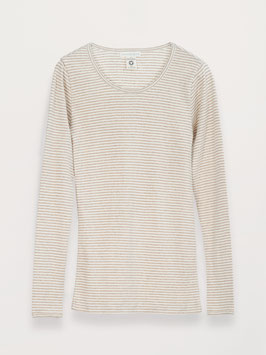 Frauen Langarmshirt Streifen Oat