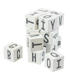 Holzwürfel mit Buchstaben Weiss
