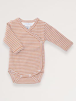 Gr. 44 Neugeborene Wickelbody Streifen Cashew