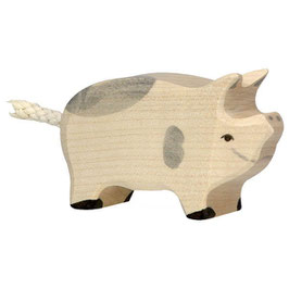 Holztier Ferkel gefleckt