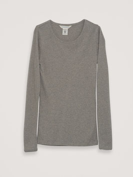 Frauen Langarmshirt Melange Taupe