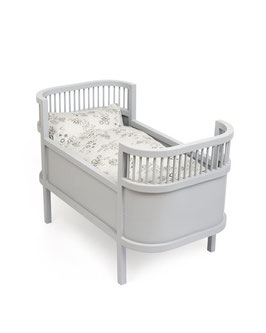 Puppenbett aus Holz Grau