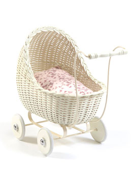 Geflochtener Puppenwagen Weiss