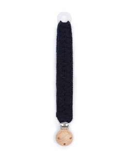 Gestrickter Schnulleranhänger Navy
