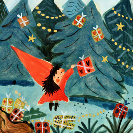 Karte Weihnachtswichtel mit Geschenken