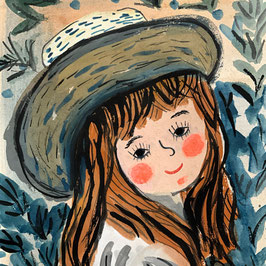 Karte Mädchen mit Hut