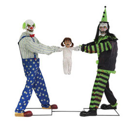 Tau-Zieh-Clowns mit Kind - Animatronic Halloween Deko