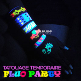 2 PLANCHES DE TATOUAGES TEMPORAIRES FLUO DIFFERENTES  (SSD8617SSD8618) 21cm X 15cm