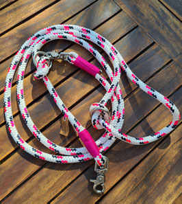 Tauwerk Leine - Weiß/Navy/Pink