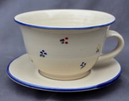 Caffee Unterteller - blaue Blumen-ca.  ∅ 13,5cm,  H. 7,5 cm, 350 ml.