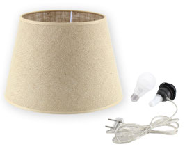 KIT IMPERO TESSUTO JUTA SCURA CON PORTALAMPADA FILO TRASPARENTE