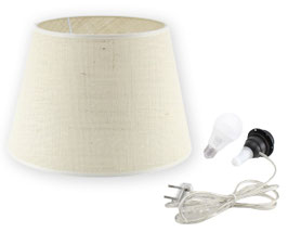 KIT IMPERO TESSUTO JUTA CHIARA CON PORTALAMPADA FILO TRASPARENTE