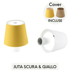 KIT LAMPABOTTIGLIA BATTERIA RICARICABILE CON 2 COVER JUTA SCURA E GIALLO
