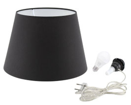 KIT IMPERO TESSUTO COTONE NERO CON PORTALAMPADA FILO TRASPARENTE
