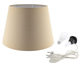 KIT IMPERO TESSUTO COTONE CAMEL CON PORTALAMPADA FILO TRASPARENTE