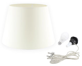 KIT IMPERO TESSUTO COTONE AVORIO CON PORTALAMPADA FILO TRASPARENTE