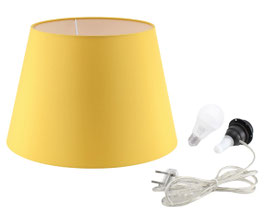 KIT IMPERO TESSUTO COTONE GIALLO CON PORTALAMPADA FILO TRASPARENTE