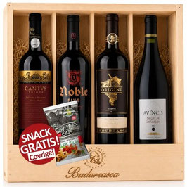 4-er Weinpaket – Luxus Geschenk + Holzkiste
