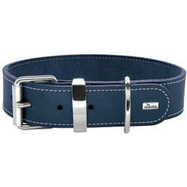 Leren halsband donker blauw