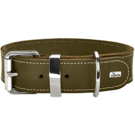 Leren halsband olijf groen