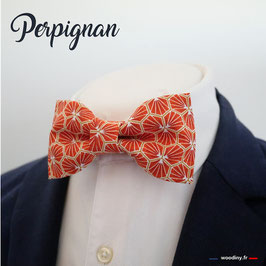 Noeud papillon orange à motif géométrique "Perpignan"