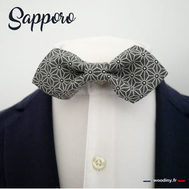 Noeud papillon gris "Sapporo" - forme en pointe