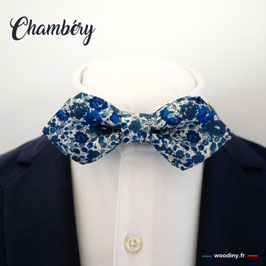 Nœud papillon liberty bleu "Chambery" - forme en pointe