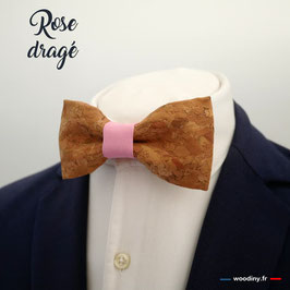 Noeud papillon liège "Rose dragé"