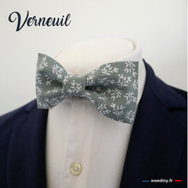 Nœud papillon vert amande motif feuillage "Verneuil"