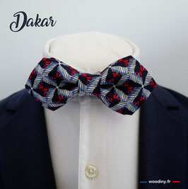 Nœud papillon bleu à motifs "Dakar" - forme en pointe