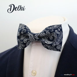 Noeud papillon motif paisley bleu "Delhi"