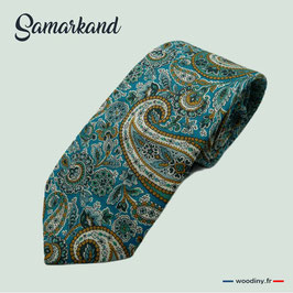 Cravate turquoise liberty - Samarkand - Made in France