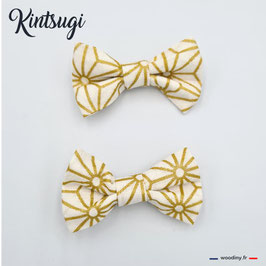 Barrette blanche et dorée "Kintsugi"