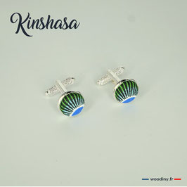 Boutons de manchette verts "Kinshasa"