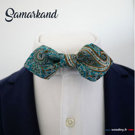 Nœud papillon turquoise "Samarkand" - forme en pointe