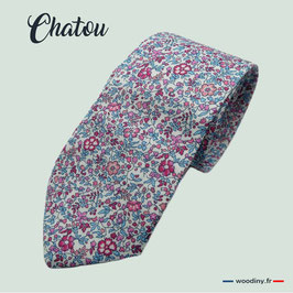 Cravate liberty rose et bleu - Chatou - Made in France
