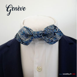 Nœud papillon liberty bleu "Genève" - forme en pointe