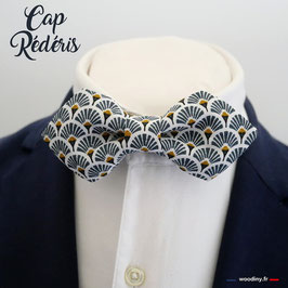 Noeud papillon olive motif retro "Cap Rederis" - forme en pointe