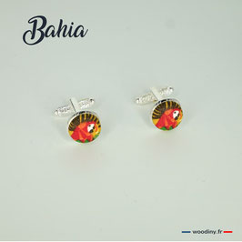 Boutons de manchette motif perroquets "Bahia"