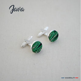 Boutons de manchette verts tropicaux "Java"