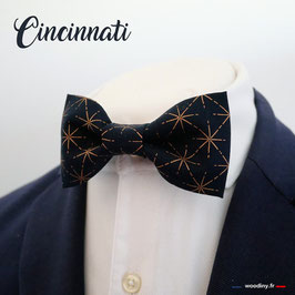 Noeud papillon bleu et motif cuivré "Cincinnati"