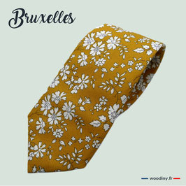 Cravate liberty jaune moutarde - Bruxelles - Made in France